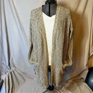 Banana Republic Chunky Knit Drape Long Cardigan Women’s Medium Marled Green